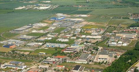 Blick über das Industriegebiet Erfurter Kreuz von Arnstadt aus (Foto LEG)